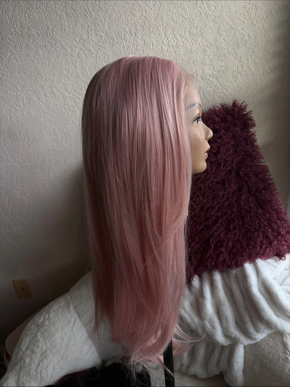 Pink Wig 13x6 Glueless HD Lace Front Wig 26 inches light pastel mauve rose